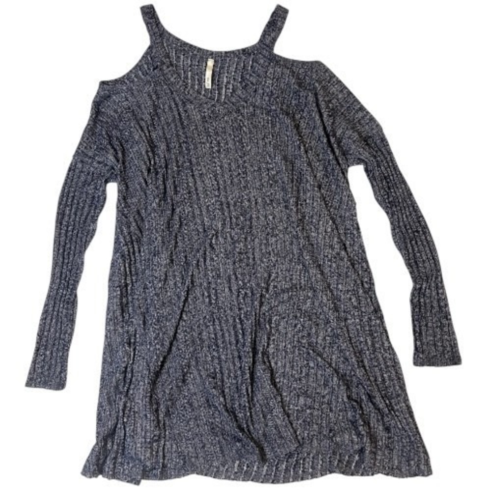 Sage Blue Knit Cold Shoulder Sweater Dress Women's Small